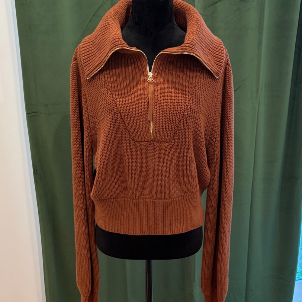 Varley Brown Half-Zip Sweater